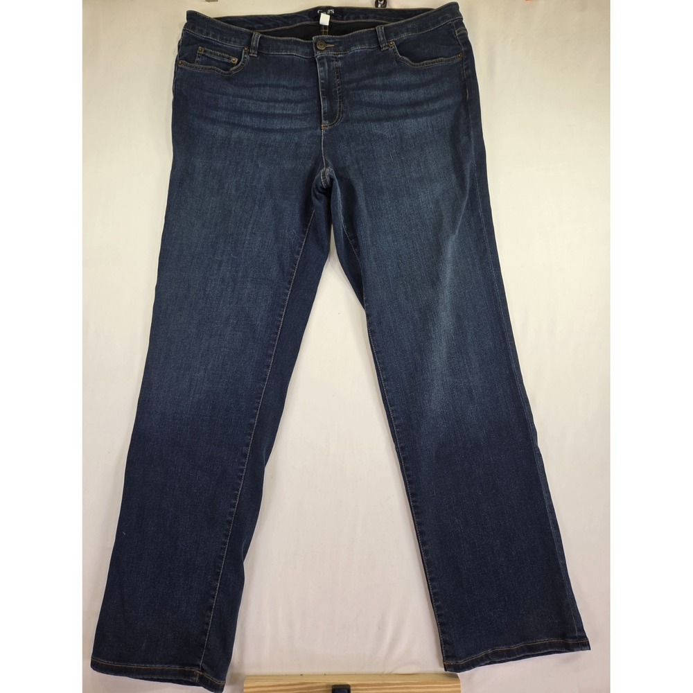 CHAPS Women'sDark Wash 18w Straight Leg Jeans Stretch Denim